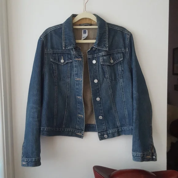 🌙Upcycled Gap Denim Jean Jacket Rosie Nevertheless - Picture 5 of 11